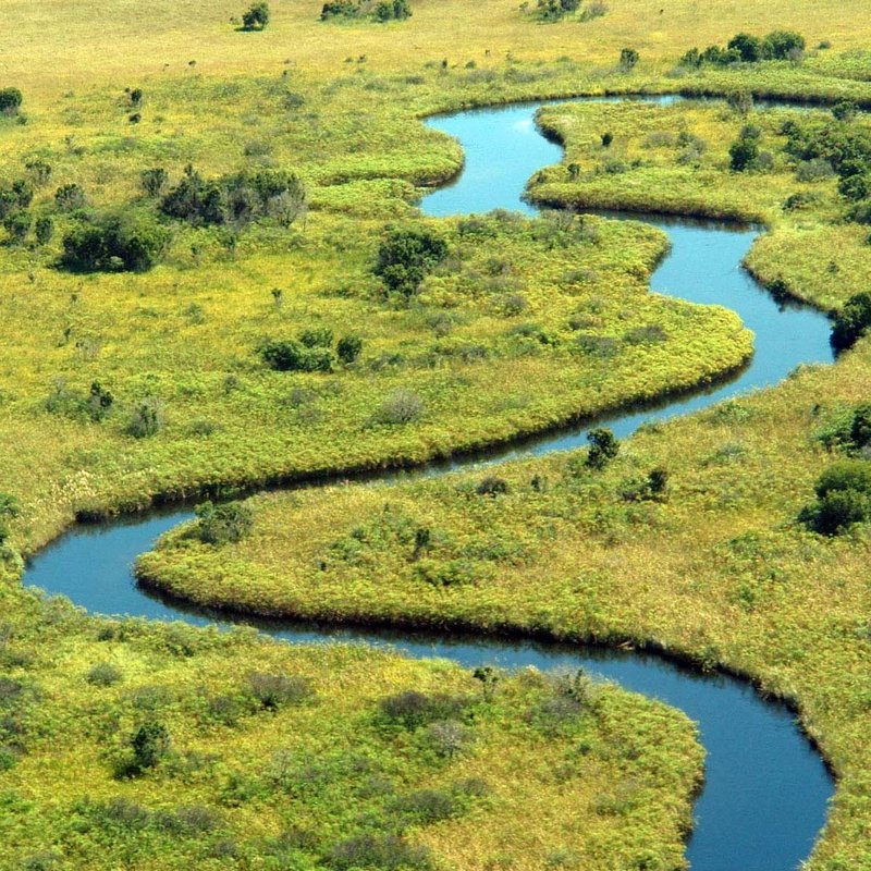 Das Okavango Delta aus der Luft fotografiert
