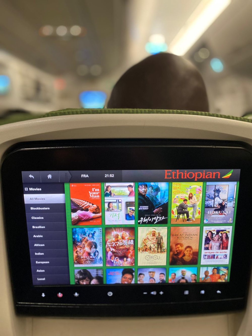Entertainment im A350 von Ethiopian Airlines