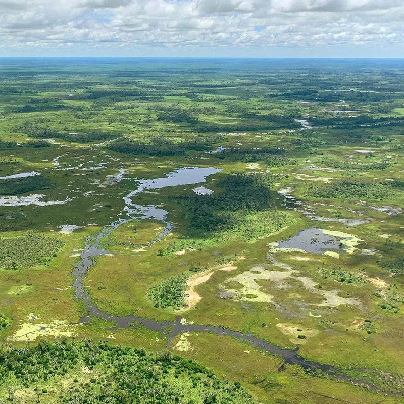 Das Okavango Delta aus der Luft