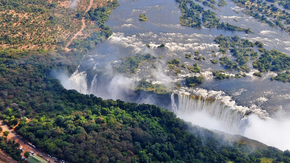 Die Victoria Falls aus der Luft fotografiert