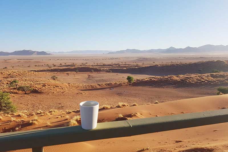 Kaffee auf Namibia Reise genießen