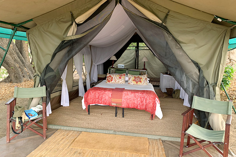 Zelt in Johns Camp auf Afrika Reise