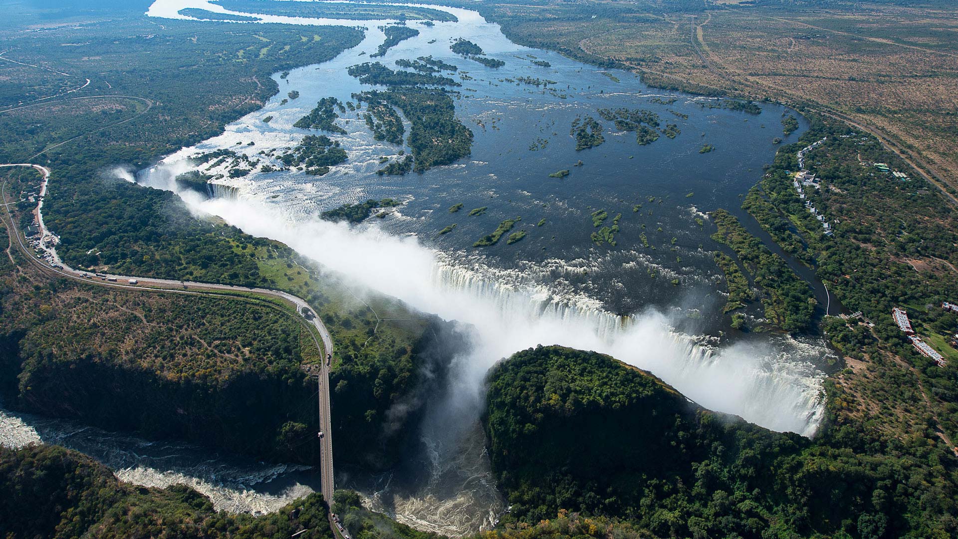 Die Victoria Falls aus der Luft fotografiert